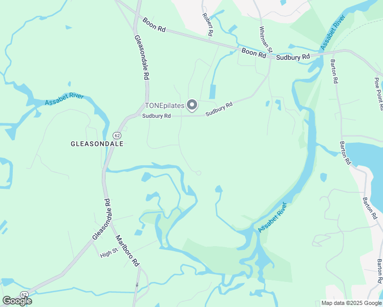 map of restaurants, bars, coffee shops, grocery stores, and more near 47 Forest Road in Stow