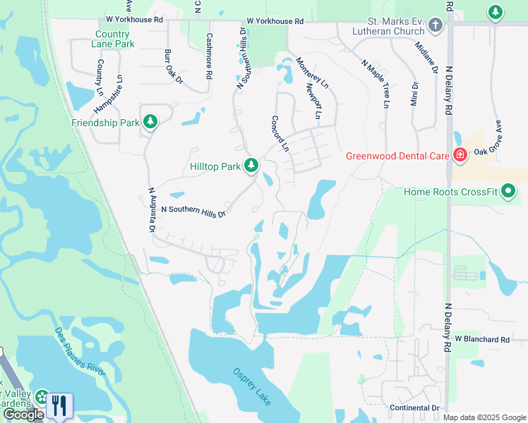 map of restaurants, bars, coffee shops, grocery stores, and more near 2927 North Cypress Point in Wadsworth