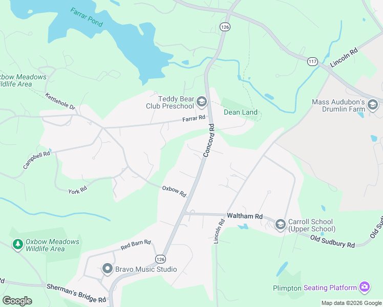 map of restaurants, bars, coffee shops, grocery stores, and more near 263 Concord Road in Lincoln
