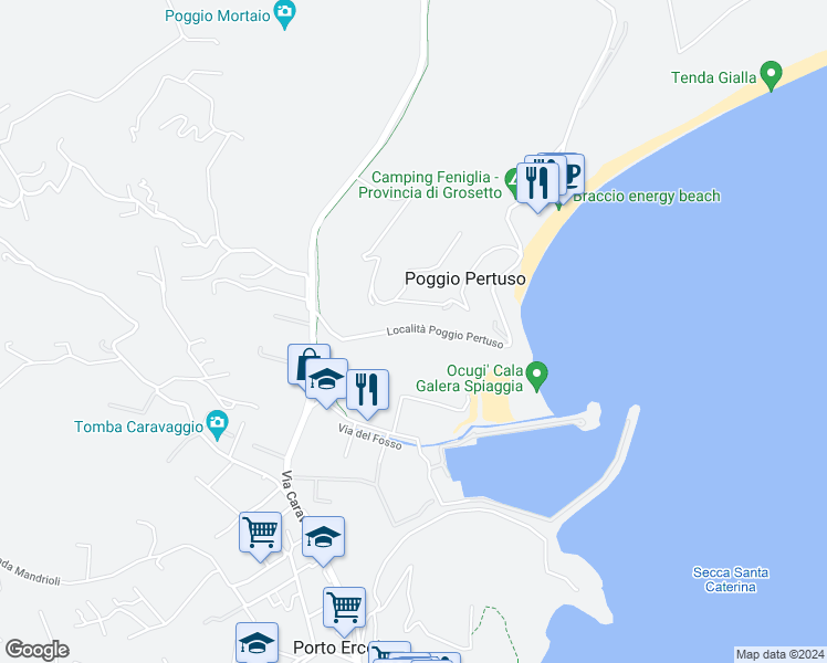 map of restaurants, bars, coffee shops, grocery stores, and more near 12 Località Poggio Pertuso in Poggio Pertuso