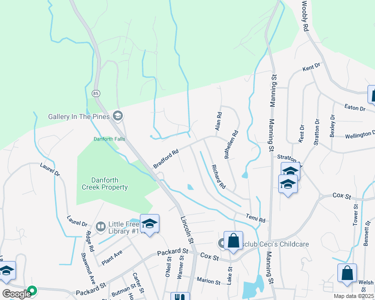 map of restaurants, bars, coffee shops, grocery stores, and more near 8 Philip Road in Hudson