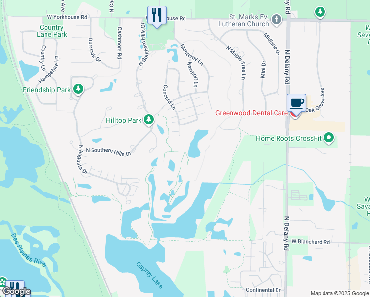map of restaurants, bars, coffee shops, grocery stores, and more near 2922 Concord Lane in Wadsworth