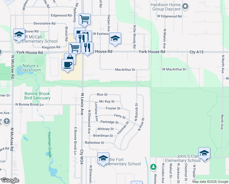 map of restaurants, bars, coffee shops, grocery stores, and more near 1636 Rice Street in Waukegan