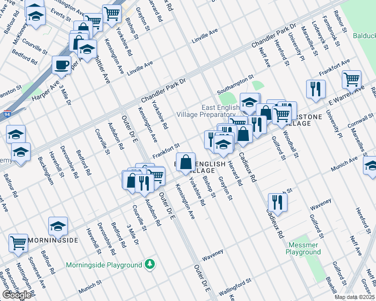 map of restaurants, bars, coffee shops, grocery stores, and more near 5089 Bishop Street in Detroit