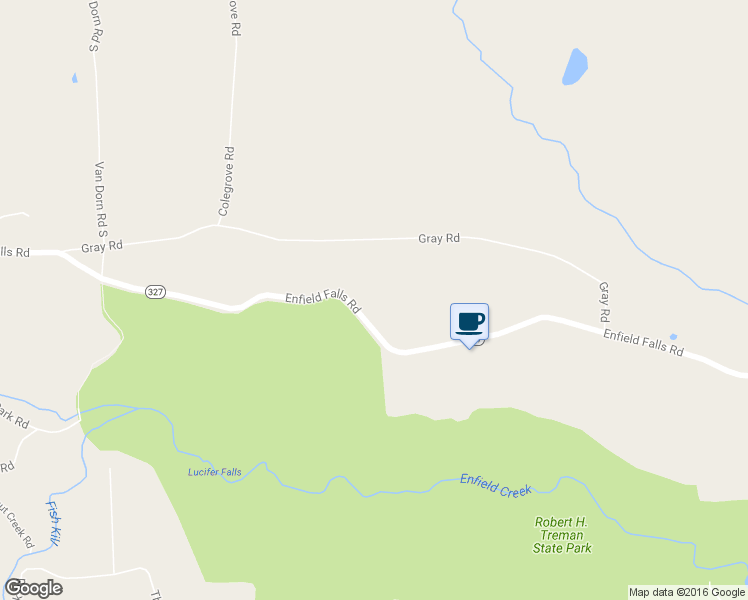 map of restaurants, bars, coffee shops, grocery stores, and more near 400 Enfield Falls Road in Ithaca