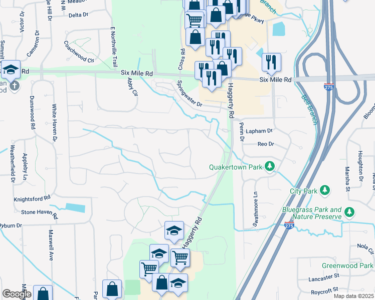 map of restaurants, bars, coffee shops, grocery stores, and more near 16362 Forest Lake Drive in Northville