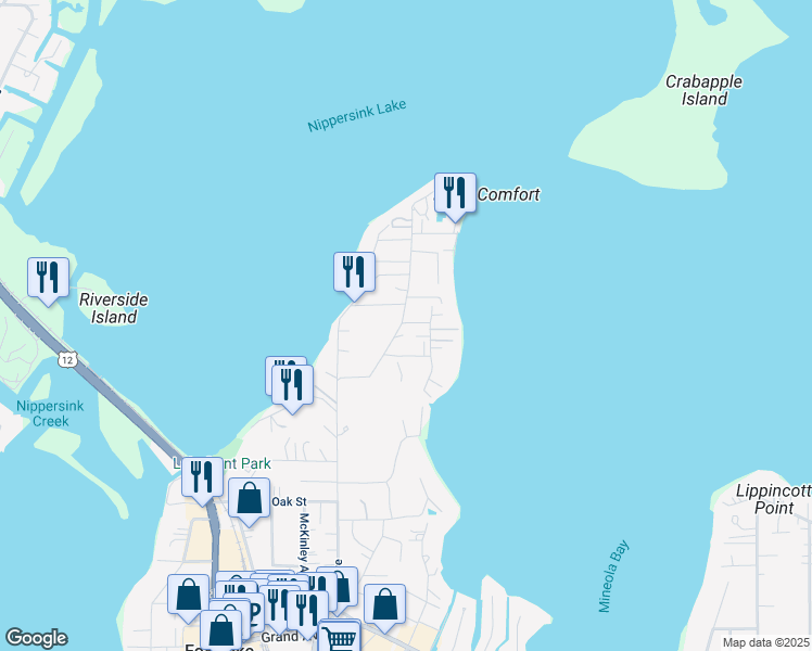 map of restaurants, bars, coffee shops, grocery stores, and more near 153 Forest Avenue in Fox Lake