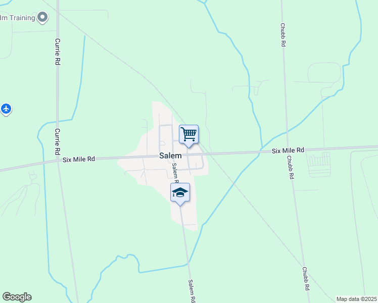 map of restaurants, bars, coffee shops, grocery stores, and more near 9607 Six Mile Road in Northville