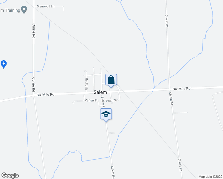 map of restaurants, bars, coffee shops, grocery stores, and more near 9607 Six Mile Road in Northville