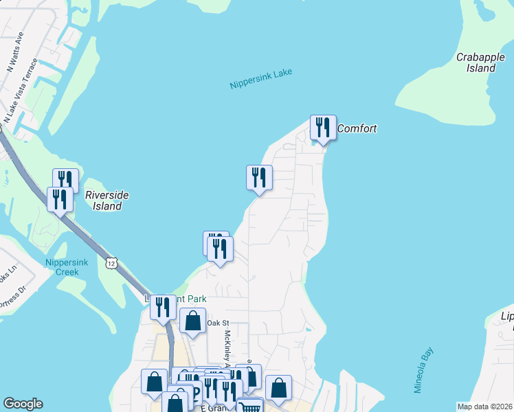 map of restaurants, bars, coffee shops, grocery stores, and more near 133 Arthur Avenue in Fox Lake