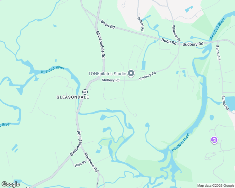 map of restaurants, bars, coffee shops, grocery stores, and more near 48 Forest Road in Stow