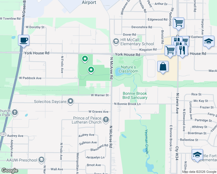 map of restaurants, bars, coffee shops, grocery stores, and more near 10338 West Hendee Road in Beach Park