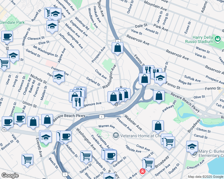 map of restaurants, bars, coffee shops, grocery stores, and more near 42 Jones Avenue in Chelsea