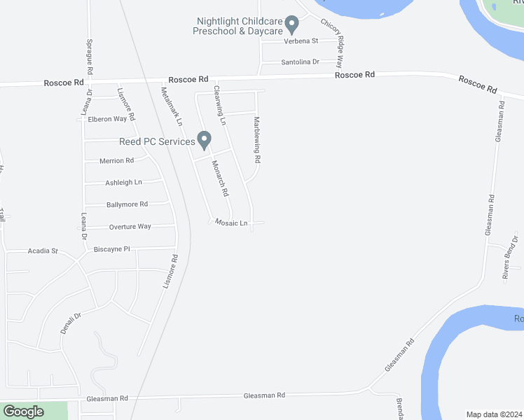 map of restaurants, bars, coffee shops, grocery stores, and more near 10093 Clearwing Lane in Roscoe