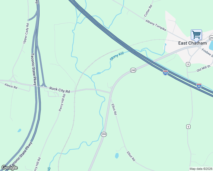 map of restaurants, bars, coffee shops, grocery stores, and more near 983 New York 295 in Columbia County