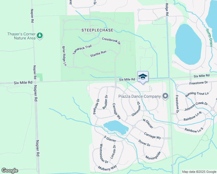 map of restaurants, bars, coffee shops, grocery stores, and more near 49912 Parkside Drive in Northville