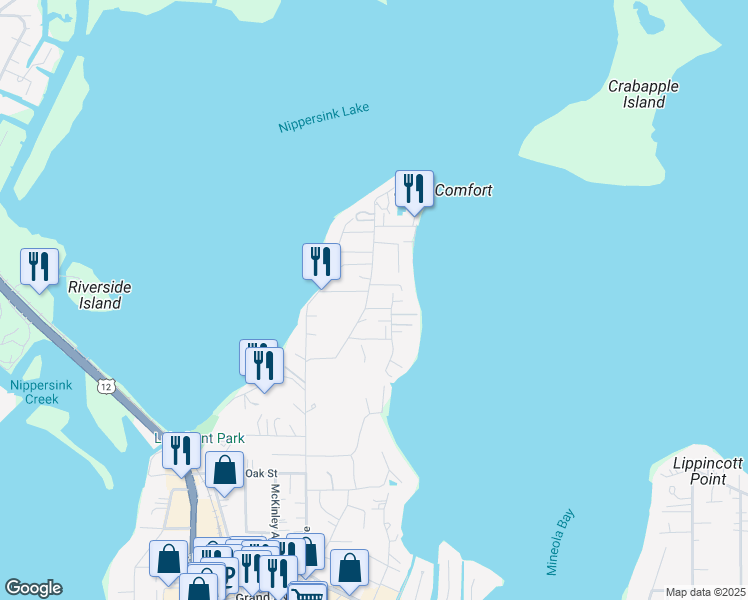 map of restaurants, bars, coffee shops, grocery stores, and more near 153 Forest Avenue in Fox Lake