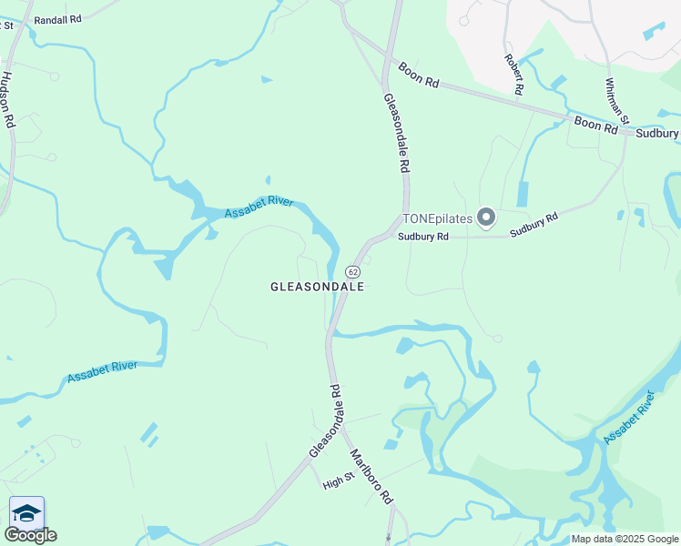 map of restaurants, bars, coffee shops, grocery stores, and more near 471 Gleasondale Road in Stow