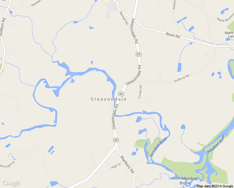map of restaurants, bars, coffee shops, grocery stores, and more near 471 Gleasondale Road in Stow