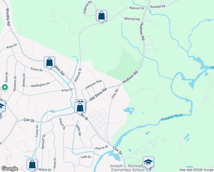 map of restaurants, bars, coffee shops, grocery stores, and more near 20 Johnson Avenue in Hudson