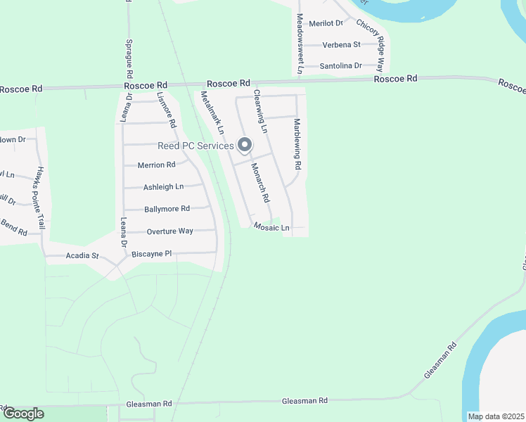 map of restaurants, bars, coffee shops, grocery stores, and more near 10113 Monarch Road in Roscoe
