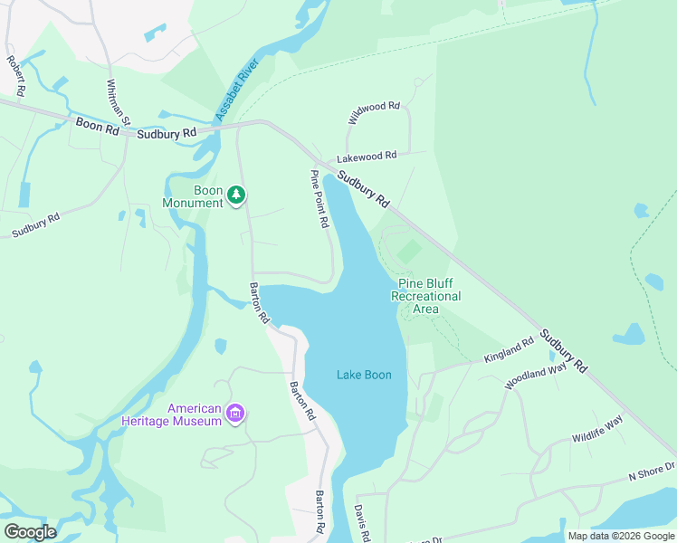 map of restaurants, bars, coffee shops, grocery stores, and more near 60 Pine Point Road in Stow