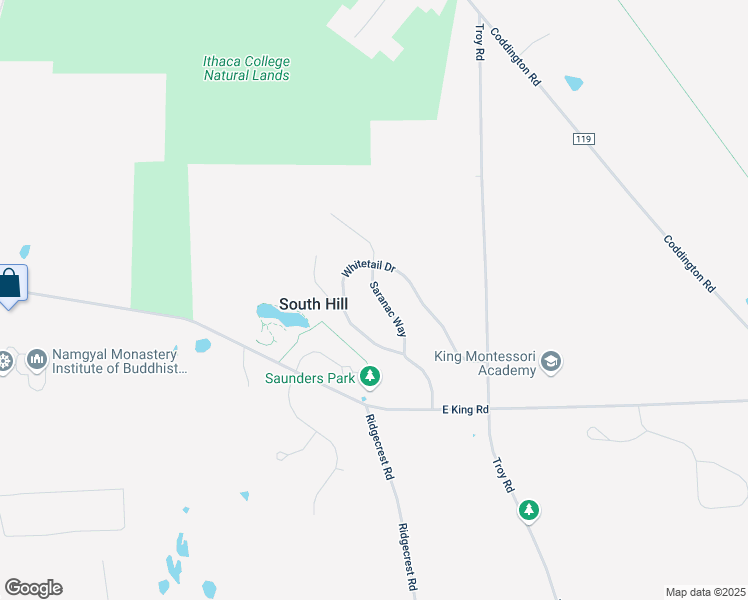 map of restaurants, bars, coffee shops, grocery stores, and more near 330 Saranac Way in Ithaca