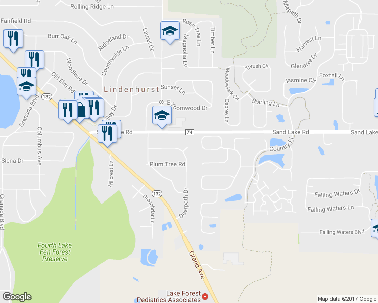 map of restaurants, bars, coffee shops, grocery stores, and more near 2426 Highland Circle in Lindenhurst