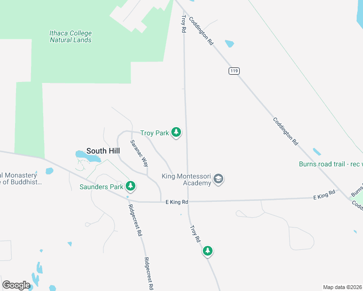 map of restaurants, bars, coffee shops, grocery stores, and more near 158 Troy Road in Ithaca