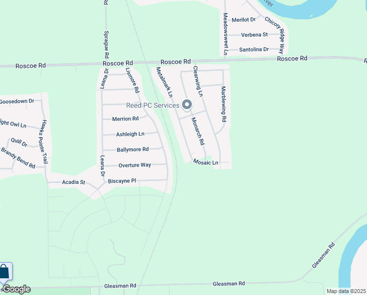 map of restaurants, bars, coffee shops, grocery stores, and more near 10082A Metalmark Lane in Roscoe