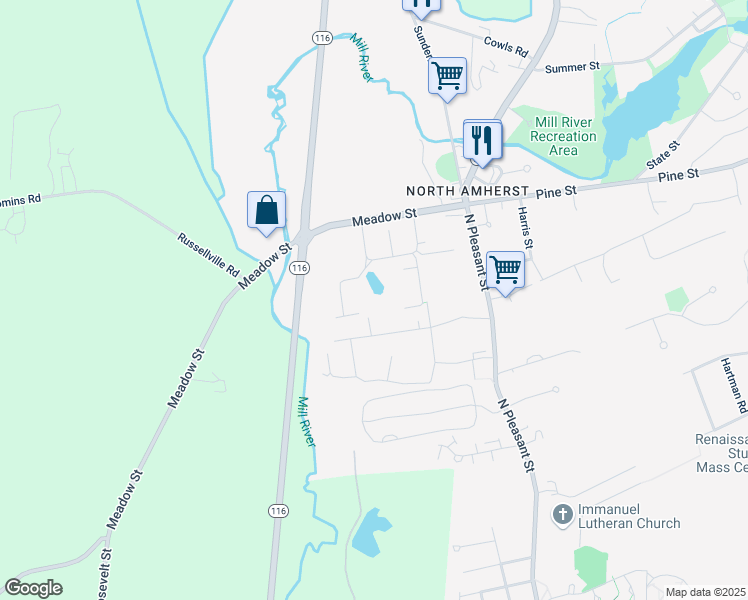 map of restaurants, bars, coffee shops, grocery stores, and more near 15G Brandywine in Amherst