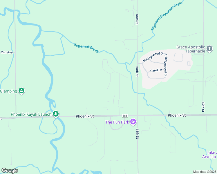 map of restaurants, bars, coffee shops, grocery stores, and more near 68594 County Road 388 in South Haven