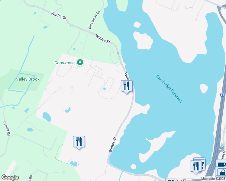 map of restaurants, bars, coffee shops, grocery stores, and more near 1000 Winter Street in Waltham