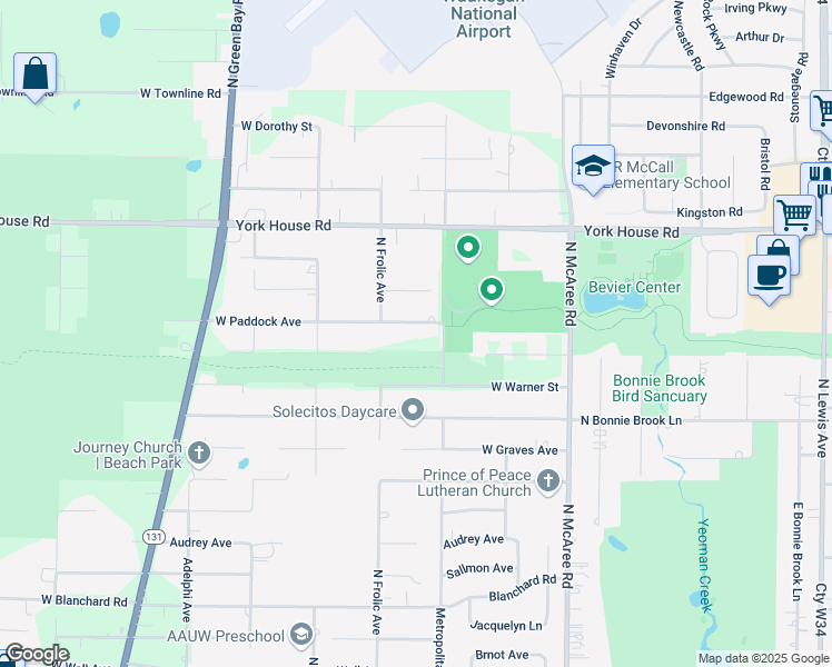 map of restaurants, bars, coffee shops, grocery stores, and more near 12325 West Paddock Avenue in Beach Park