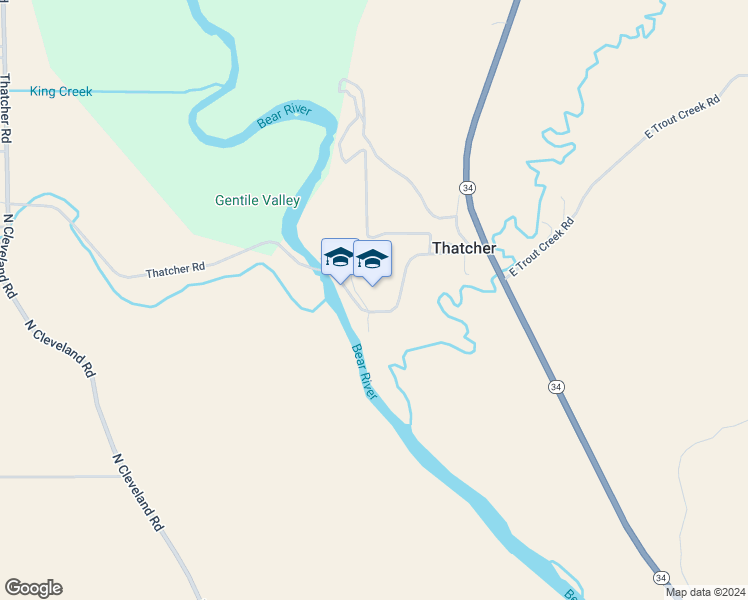 map of restaurants, bars, coffee shops, grocery stores, and more near 6007 East Thatcher Road in Preston