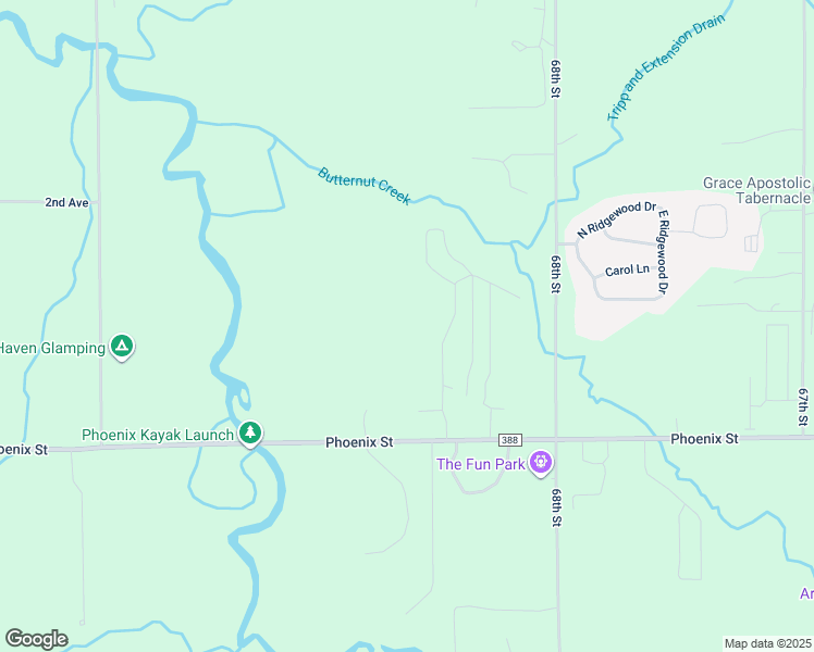 map of restaurants, bars, coffee shops, grocery stores, and more near 68594 County Road 388 in South Haven