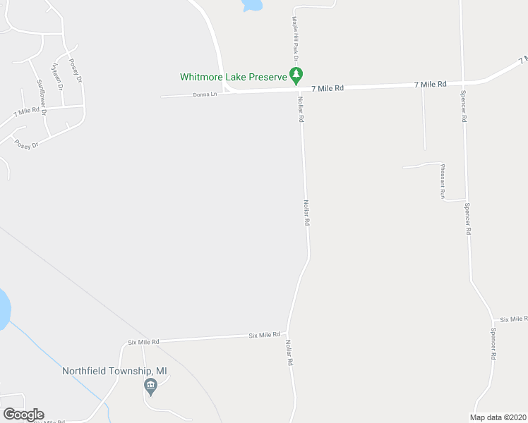 map of restaurants, bars, coffee shops, grocery stores, and more near 8601 Nollar Road in Whitmore Lake