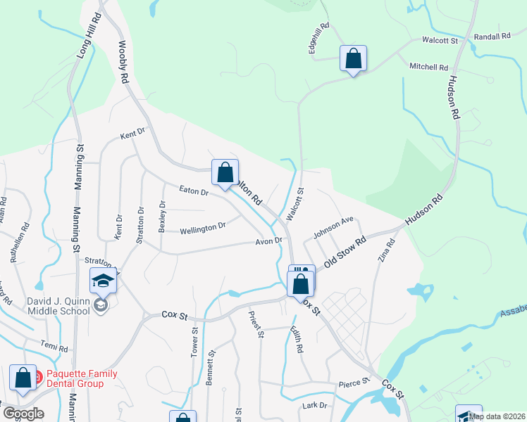 map of restaurants, bars, coffee shops, grocery stores, and more near 19 Old Bolton Road in Hudson