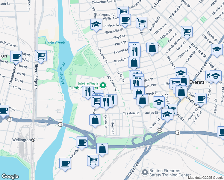map of restaurants, bars, coffee shops, grocery stores, and more near 1101 Air Force Road in Everett