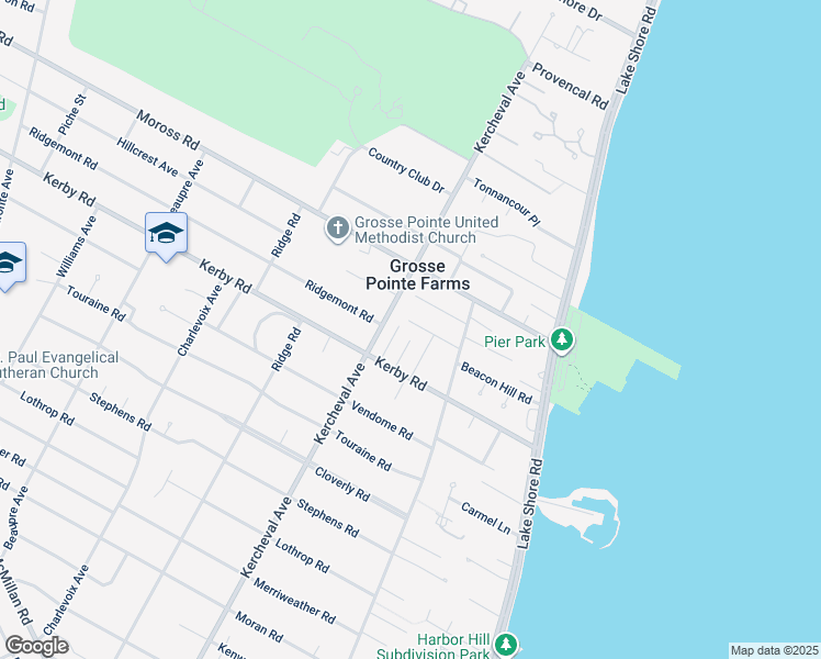 map of restaurants, bars, coffee shops, grocery stores, and more near 73 Muskoka Road in Grosse Pointe Farms