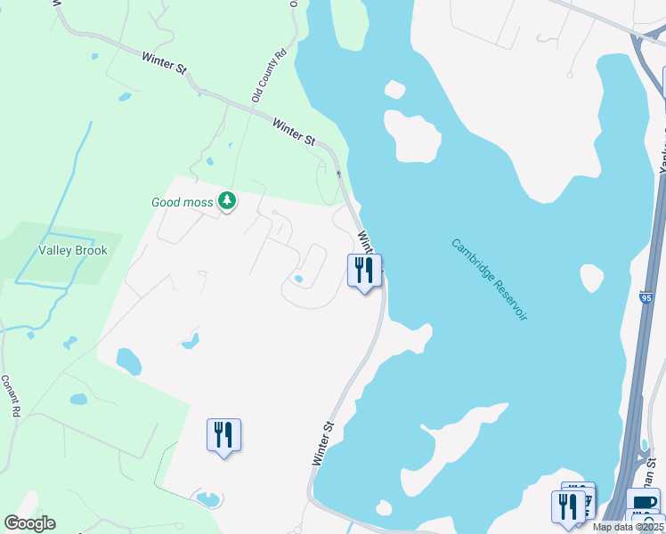 map of restaurants, bars, coffee shops, grocery stores, and more near 1000 Winter Street in Waltham