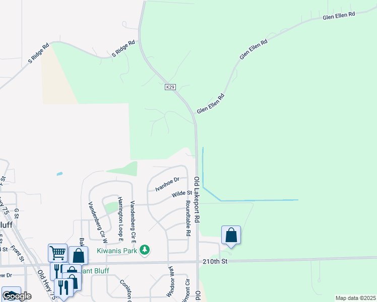 map of restaurants, bars, coffee shops, grocery stores, and more near 7251 Old Lakeport Road in Sergeant Bluff