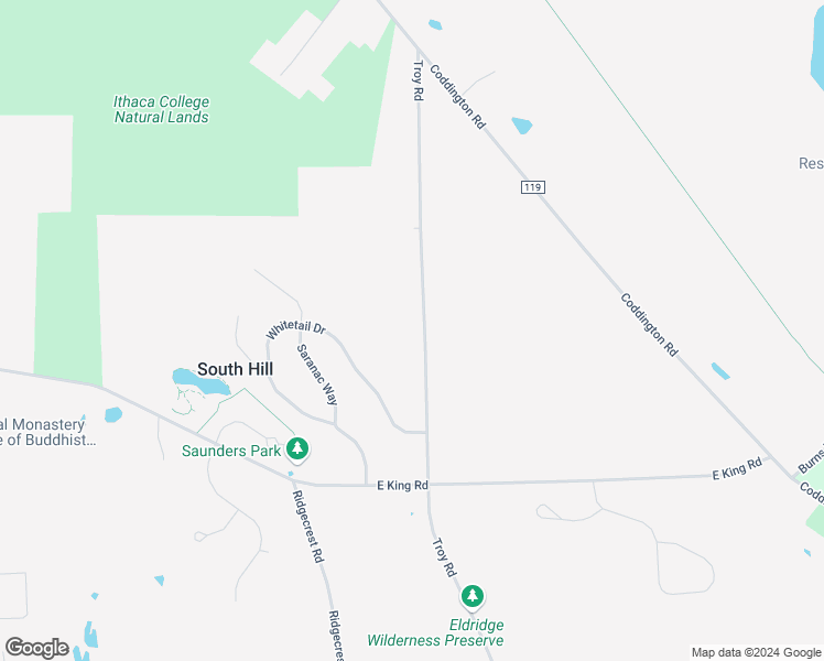 map of restaurants, bars, coffee shops, grocery stores, and more near 154 Troy Road in Ithaca