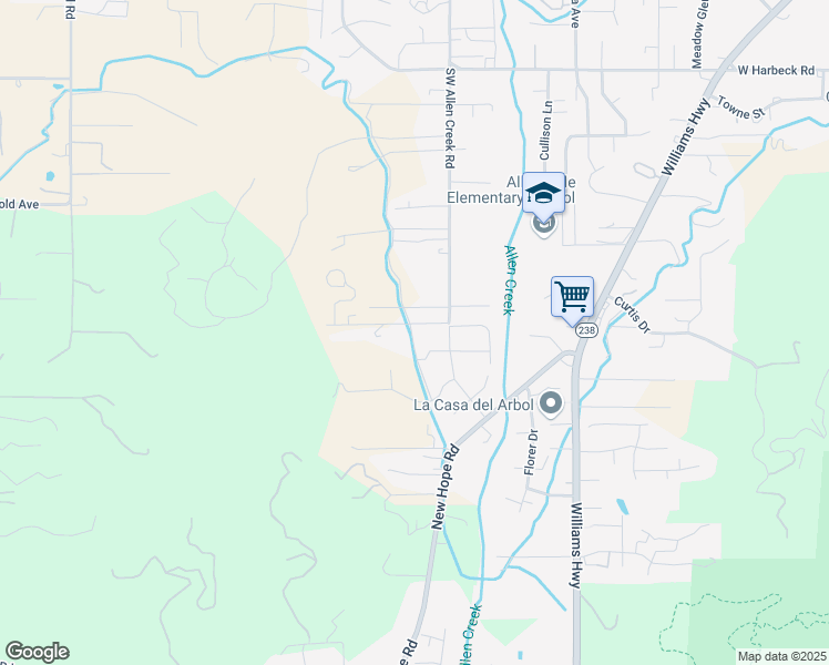 map of restaurants, bars, coffee shops, grocery stores, and more near 2739 Denton Trail in Grants Pass