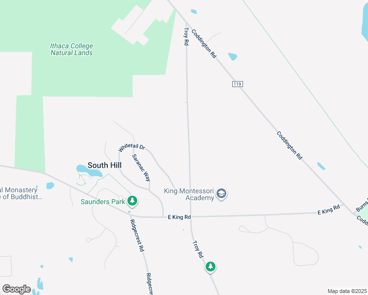 map of restaurants, bars, coffee shops, grocery stores, and more near 154 Troy Road in Ithaca