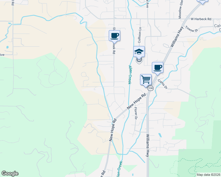 map of restaurants, bars, coffee shops, grocery stores, and more near in Grants Pass