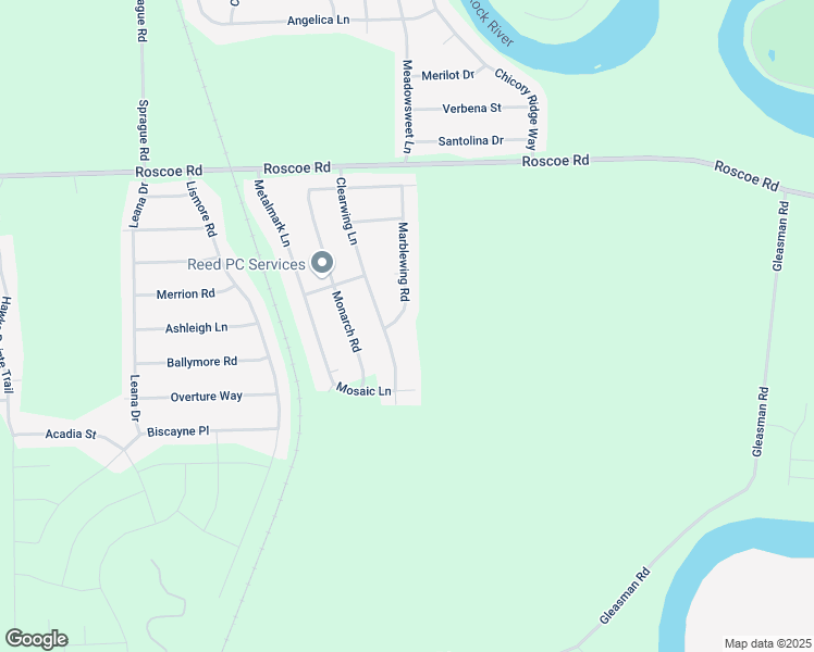 map of restaurants, bars, coffee shops, grocery stores, and more near 10187A Marblewing Road in Roscoe