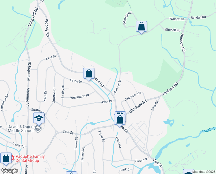 map of restaurants, bars, coffee shops, grocery stores, and more near 19 Old Bolton Road in Hudson