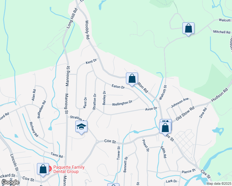 map of restaurants, bars, coffee shops, grocery stores, and more near 10 Hampshire Circle in Hudson