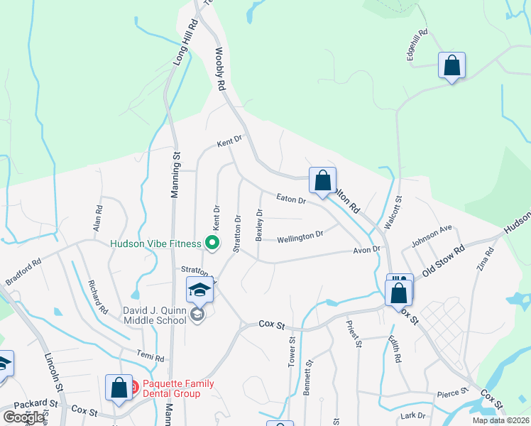 map of restaurants, bars, coffee shops, grocery stores, and more near 4 Hampshire Circle in Hudson